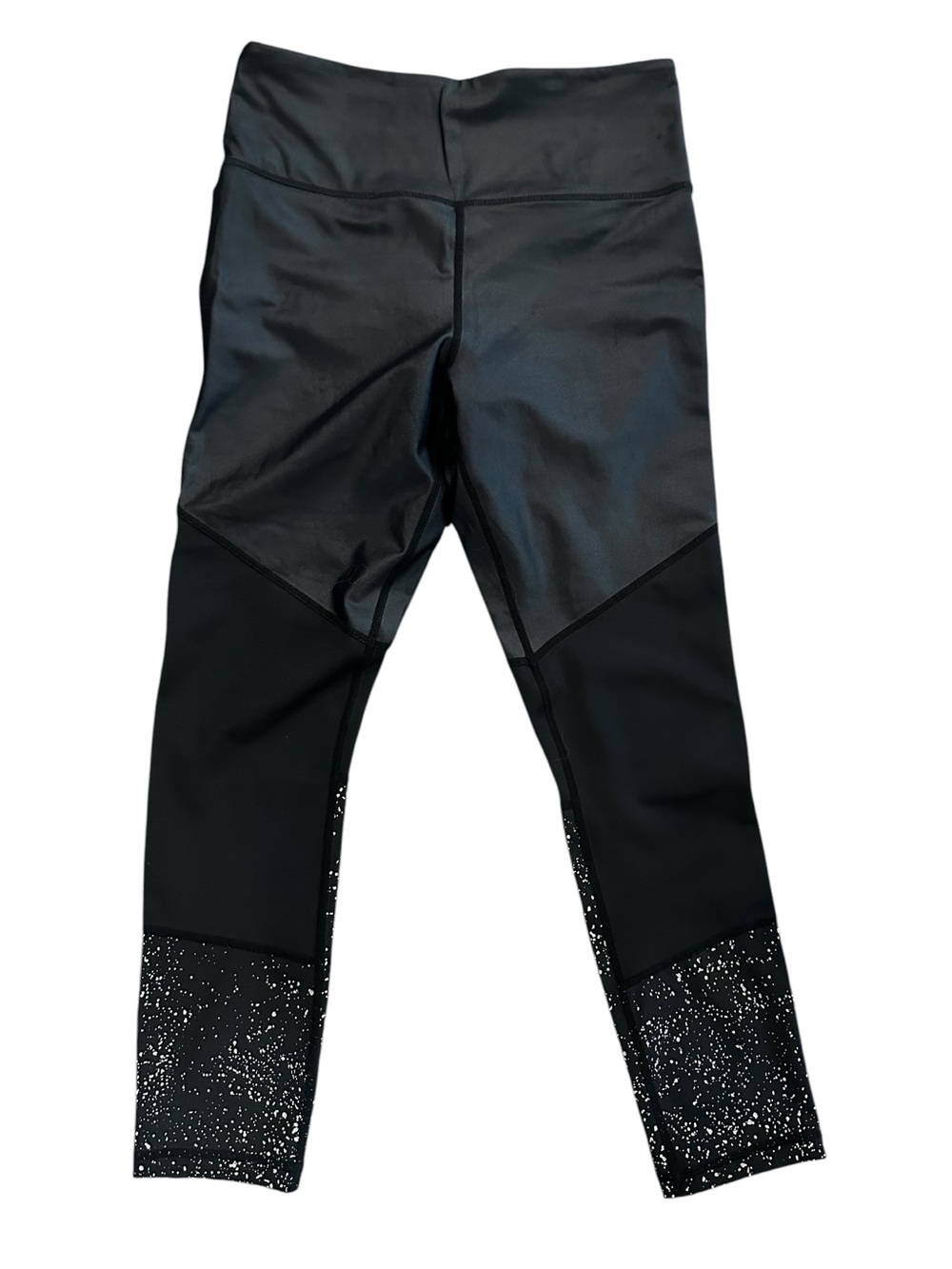 ZYIA Women’s Black Metallic White Speckles Full Leggings Light n Tight Size 8